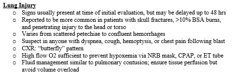 Blast injuries fact list: lung injury.